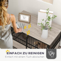 Hundebox Zwinger Hundebox robust für grosse Hunde 100x60x68cm Holzoptik schwarz