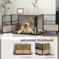 Hundebox Zwinger Hundebox robust für grosse Hunde 100x60x68cm Holzoptik schwarz
