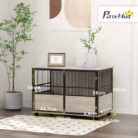 Hundebox Zwinger Hundebox robust für grosse Hunde 100x60x68cm Holzoptik schwarz