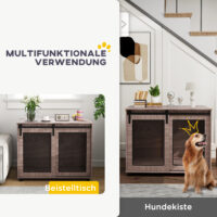Hundebox Transportbox für Hunde mit Türen 98x60x78cm hellbraun