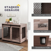 Hundebox Transportbox für Hunde mit Türen 98x60x78cm hellbraun