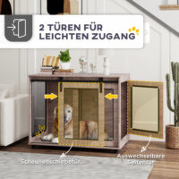 Hundebox Transportbox für Hunde mit Türen 98x60x78cm hellbraun