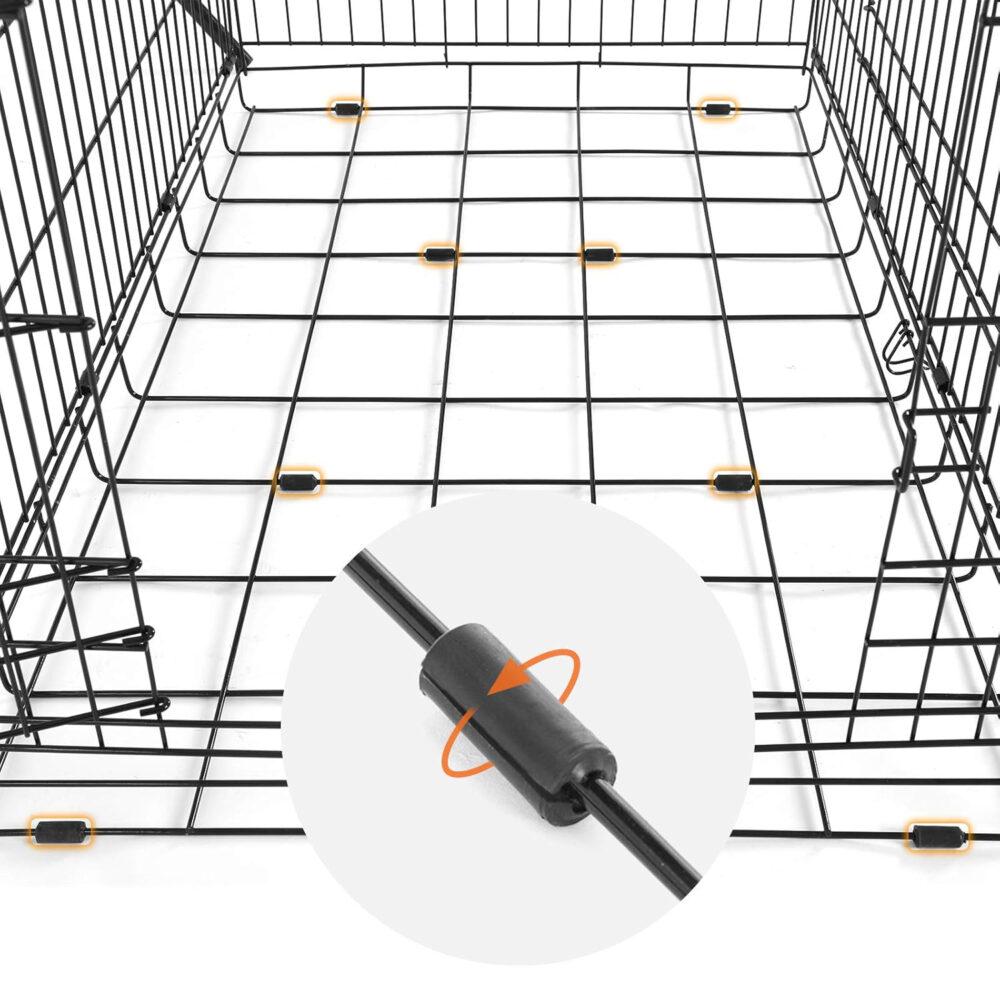 Faltbarer Metall-Hundekäfig für große Hunde in Schwarz, aus robustem Eisendraht, mit abnehmbarer Trennwand und Bodenwanne. Maße: 122 x 74,5 x 80,5 cm. Ideal für Sicherheit und Komfort von Haustieren.