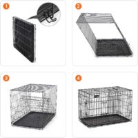 Faltbarer Metall-Hundekäfig für große Hunde in Schwarz, aus robustem Eisendraht, mit abnehmbarer Trennwand und Bodenwanne. Maße: 122 x 74,5 x 80,5 cm. Ideal für Sicherheit und Komfort von Haustieren.