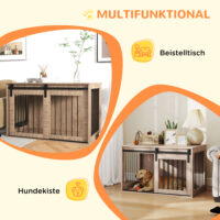 Hundebox Hundekäfig gross verschliessbar für Wohnzimmer Holzoptik