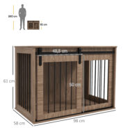 Hundebox Hundekäfig gross verschliessbar für Wohnzimmer Holzoptik