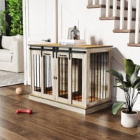 Hundebox Zwinger Hundekäfig Transportbox abschliessbar mit 2 Türen braun