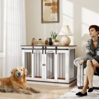 Hundebox Zwinger Hundebox Transportbox verriegelbar für Hunde weiss