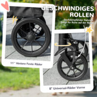 Hundebuggy faltbar mit 4 Rädern und Bremse für grosse Hunde