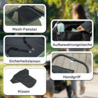 Hundebuggy faltbar mit 4 Rädern und Bremse für grosse Hunde