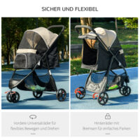 Hundebuggy klappbar mit Regenschutz blau khaki
