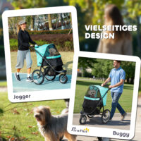 Hundebuggy faltbar mit Korb für kleine Hunde und Katzen türkis