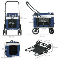 Hundebuggy klappbar verstellbar mit Korb bis 10kg schwarz blau