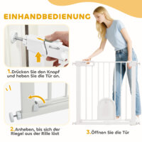 Absperrgitter für Hunde und Haustiere verstellbar mit Tür weiss