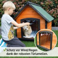 Hundehütte Balu Wetterfest mit Dachluke Grösse L
