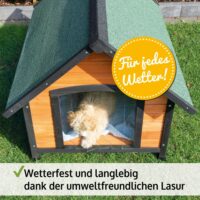 Hundehütte Balu Wetterfest mit Dachluke Grösse L