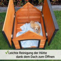 Hundehütte Balu Wetterfest mit Dachluke Grösse L