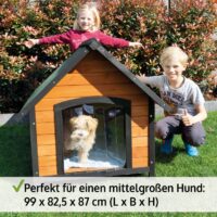 Hundehütte Balu Wetterfest mit Dachluke Grösse L