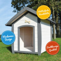 Robuste Hundehütte Bella, wetterfest in Größe L.