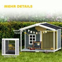 Hundehütte wetterfest erhöht mit Terrasse für mittlere Hunde aus Holz