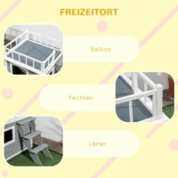 Hundehütte mit Dachterrasse und Treppe für draussen aus Holz