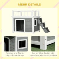 Hundehütte mit Dachterrasse und Treppe für draussen aus Holz