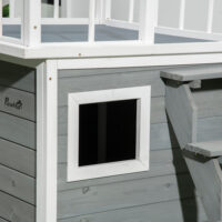 Hundehütte mit Dachterrasse und Treppe für draussen aus Holz