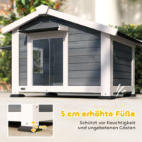 Hundehütte wetterfest mit Fenster und Boden aus Holz