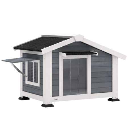 Hundehütte wetterfest mit Fenster und Boden aus Holz
