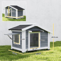 Hundehütte wetterfest mit Fenster und Boden aus Holz