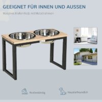Hundenapf erhöht mit 2 Futterschüsseln Edelstahl 43 x 21 x 27 cm