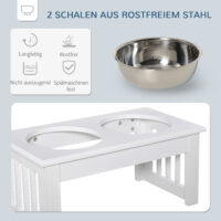 Hundenapf Futterstation rutschfest mit 2 Näpfen 0,9L weiss