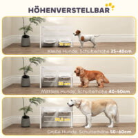 Hundenapfständer verstellbar mit 2 Edelstahlnäpfen Anti-Schling