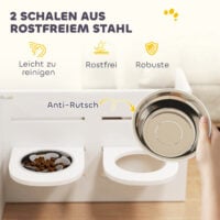 Hundenapfständer verstellbar mit 2 Edelstahlnäpfen Anti-Schling