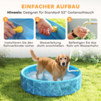 Hundepool faltbar mit Brunnen Planschbecken für Hunde blau