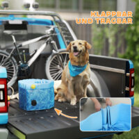 Hundepool faltbar mit Brunnen Planschbecken für Hunde blau