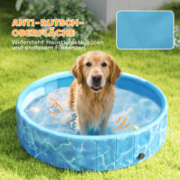 Hundepool faltbar mit Brunnen Planschbecken für Hunde blau