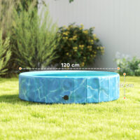 Hundepool faltbar mit Brunnen Planschbecken für Hunde blau