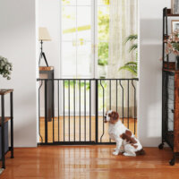 Hundegitter verstellbar für Tür und Treppe Metall schwarz