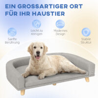 Hundesofa gepolstert für grosse Hunde bis 30kg grau