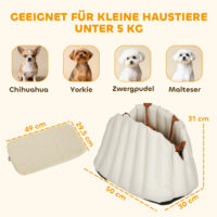 Hundetragetasche mit Gurt und Kissen für kleine Hunde cremeweiss