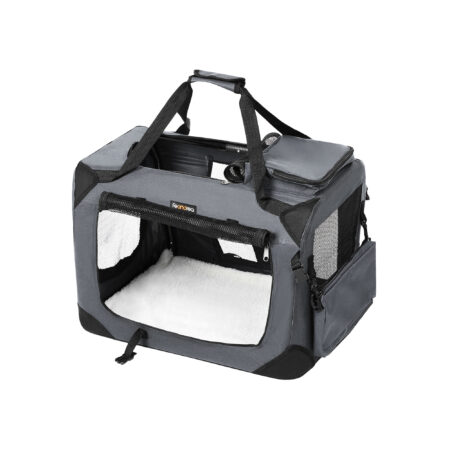 Faltbare leichte Hundetransportbox in Grau, 70x52x52cm Stoff