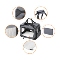 Faltbare leichte Hundetransportbox in Grau, 70x52x52cm Stoff