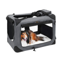 Faltbare leichte Hundetransportbox in Grau, 70x52x52cm Stoff