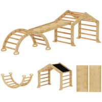 Indoor-Klettergerüst mit Rutsche Rampe Leiter Tafel für Kinder Holz