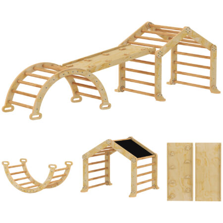 Indoor-Klettergerüst mit Rutsche Rampe Leiter Tafel für Kinder Holz