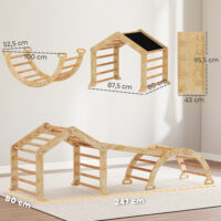 Indoor-Klettergerüst mit Rutsche Rampe Leiter Tafel für Kinder Holz