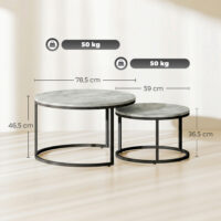 Kaffeetisch Beistelltisch Set stapelbar für Wohnzimmer Metall grau