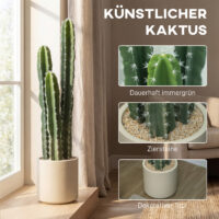 Kaktus künstlich mit Topf Dekoration für Wohnung Büro 95cm