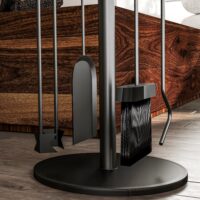 Kaminbesteck 5-teilig in Schwarz mit Schaufel, Besen und Zange.